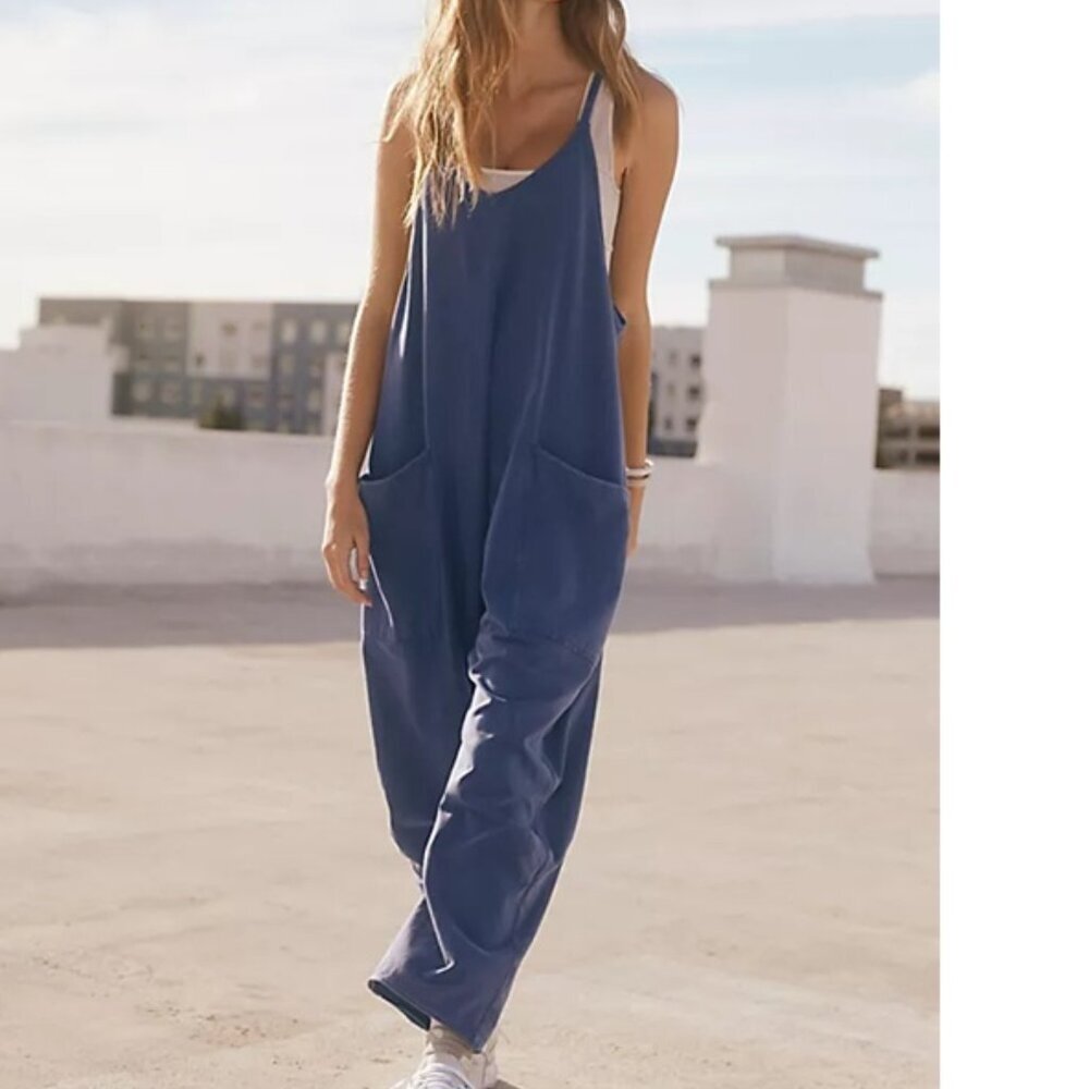 Free People Movement Hot Shot Onesie Overalls Blue Size Small - Picture 1 of 15